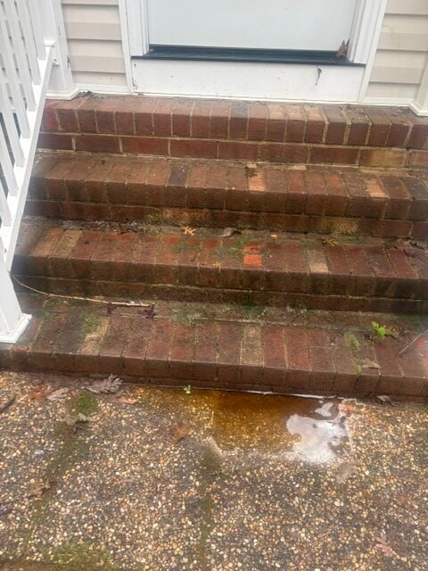 Brick steps before professional pressure washing