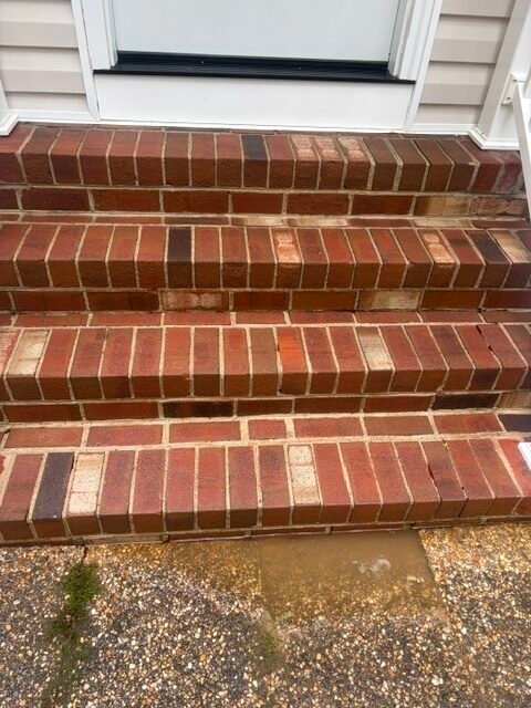 Brick steps after professional pressure washing
