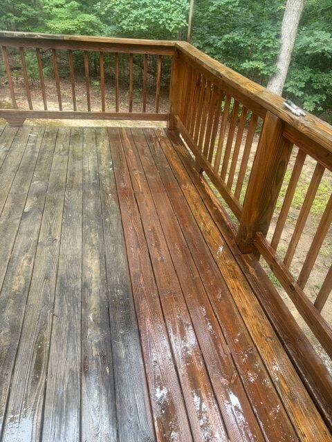 Wood deck before professional cleaning